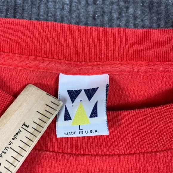 VTG Wellington‎ Apparel Mickey Mouse T Shirt Mens Large Red Disney Retro 90s USA - Picture 2 of 13